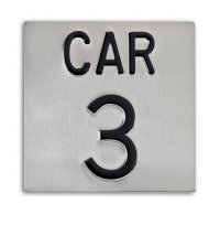 3.5" x 3.5" Stamped Elevator Identification Signage (5/8" letters, 2" numbers)