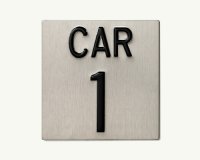 4" x 4" Stamped Elevator Identification Signage (1" letters, 2" numbers)