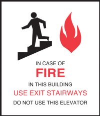 3" x 3.5" Quick Shipping In Case Of Fire Elevator Signage