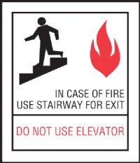 3" x 3.5" Quick Shipping In Case Of Fire Elevator Signage
