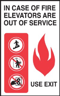 5" x 8" Quick Shipping In Case of Fire Elevator Signage