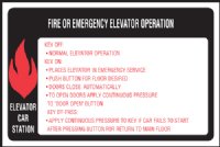 9" x 6" Elevator Fire & Emergency Signage