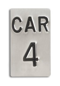 1.625" x 2.75" Elevator Stamped Identification Signage (5/8" letters, 1" numbers)