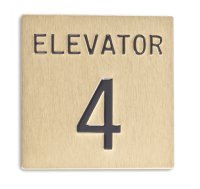 3.25" x 3.25" Stamped Elevator Identification Signage  (7/16" letters, 1 1/2" numbers).