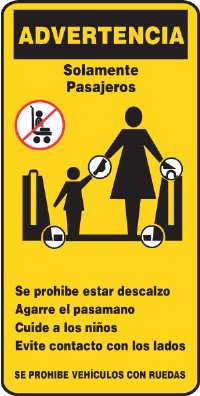4.25" x 9" Escalator Signage (Spanish, New York)