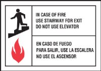 10" x 7" Bilingual In Case Of Fire Elevator Signage