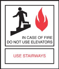 3" x 3.5" In Case Of Fire Elevator Signage