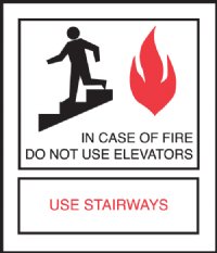 3" x 3.5" Quick Shipping In Case Of Fire Elevator Signage