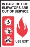 5" x 8" Quick Shipping In Case of Fire Elevator Signage