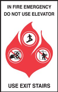 5" x 8" In Case of Fire Elevator Signage