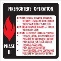 6" x 6" Elevator Fire & Emergency Signage