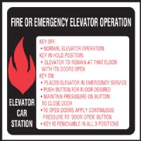 6" x 6" Quick Shipping Elevator Fire & Emergency Signage