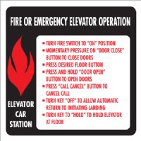 6" x 6" Elevator Fire & Emergency Signage