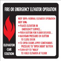 6" x 6" Elevator Fire & Emergency Signage