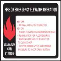 6" x 6" Elevator Fire & Emergency Signage