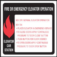 6" x 6" Elevator Fire & Emergency Signage