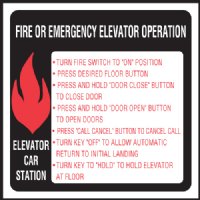 6" x 6" Quick Shipping Elevator Fire & Emergency Signage