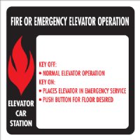 6" x 6" Elevator Fire & Emergency Signage