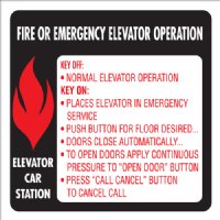 6" x 6" Elevator Fire & Emergency Signage