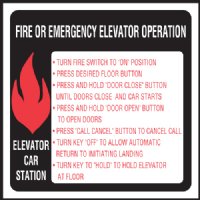 6" x 6" Quick Shipping Elevator Fire & Emergency Signage