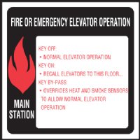 6" x 6" Elevator Fire & Emergency Signage