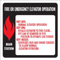 6" x 6" Elevator Fire & Emergency Signage