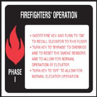 6" x 6" Elevator Fire & Emergency Signage