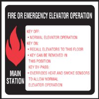 6" x 6" Elevator Fire & Emergency Signage