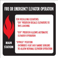 6" x 6" Quick Shipping Elevator Fire & Emergency Signage