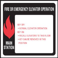 6" x 6" Quick Shipping Elevator Fire & Emergency Signage